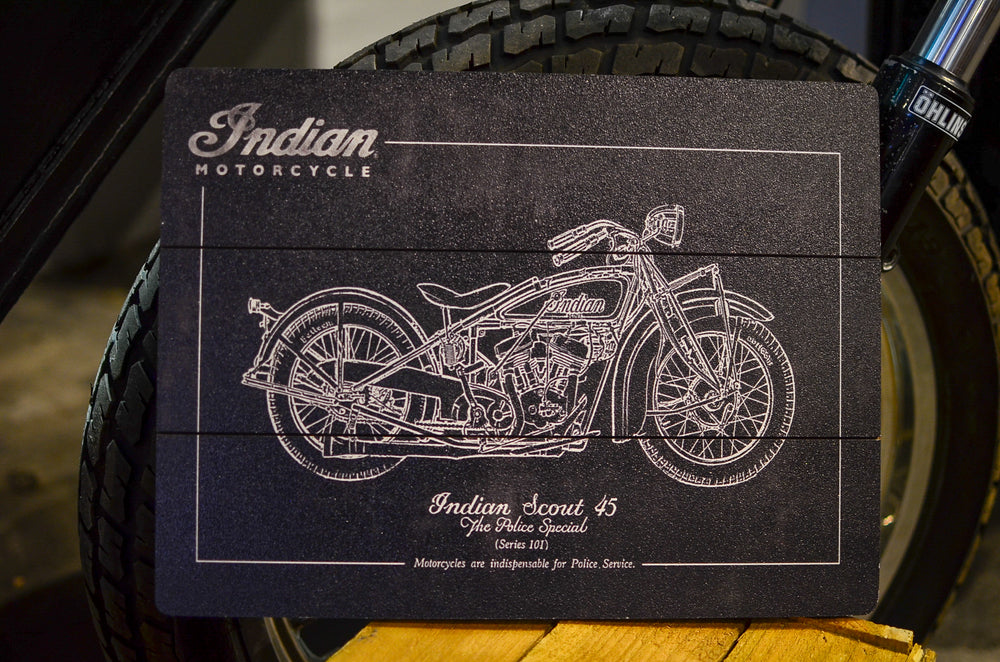 Indian Motorcycle - Wooden Chalk Sign