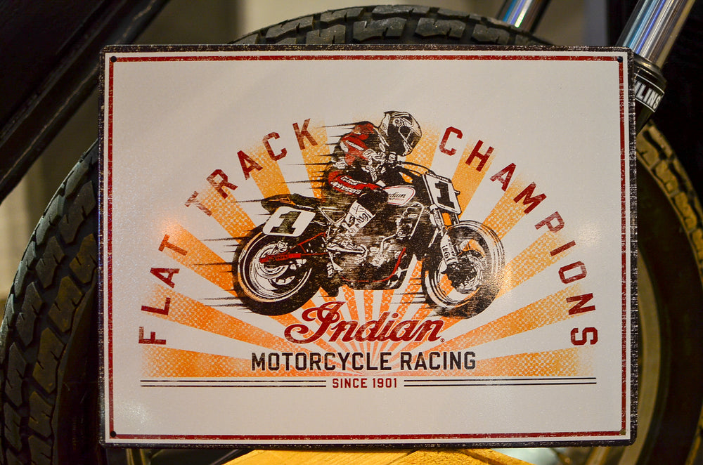 Indian Motorcycle - Bike Racing Metal Sign – Krazy Horse Clothing