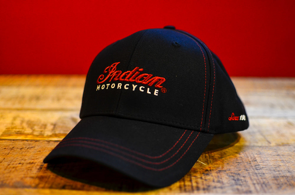 Indian Motorcycle - Contrast Stitch Cap Black